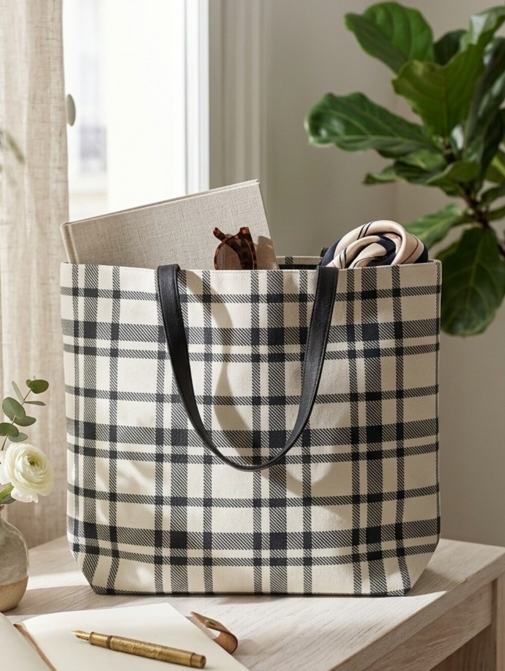 Plaid Thick Large Arcadia Oversized Tote Bag NWT Enchanted Autumn Timeless Purse